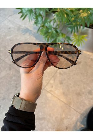 Marcus Leopar Desenli kahverengi Unisex uv400 korumalı Trend Güneş Gözlüğü