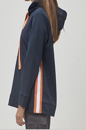 Kapşonlu Yanı Şeritli  Sweatshirt