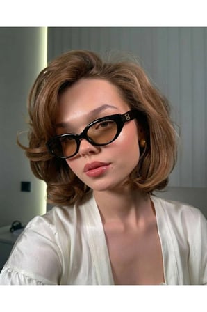 Maria Cat Eye Siyah Çerçeve Soft Kahverngi Cam Asetat Güneş Gözlüğü