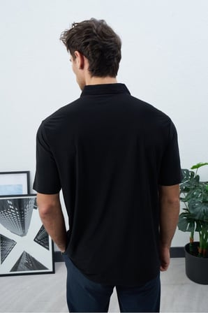 Polo Yakalı Fermuarlı Fresh Vizkon T-Shirt - Tiril Tiril Esnek
