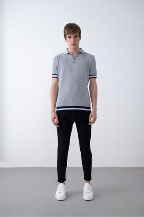 Triko Polo Yakalı T-Shirt - Premium Ribana Detaylı
