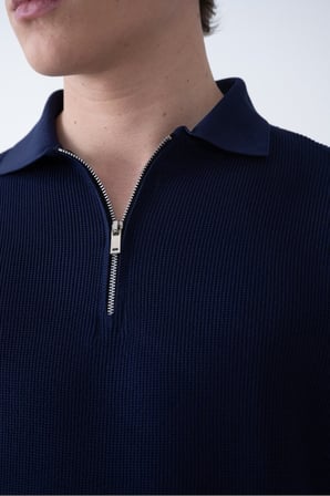 Triko Polo Yakalı T-Shirt - Premium Ribana Detaylı