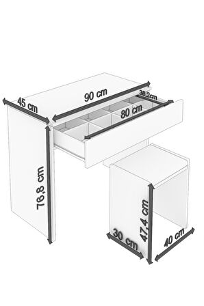Mars Makyaj Masası Beyaz
