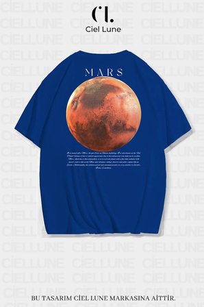 unisex kadın erkek mars baskılı özel tasarım oversize t-shirt