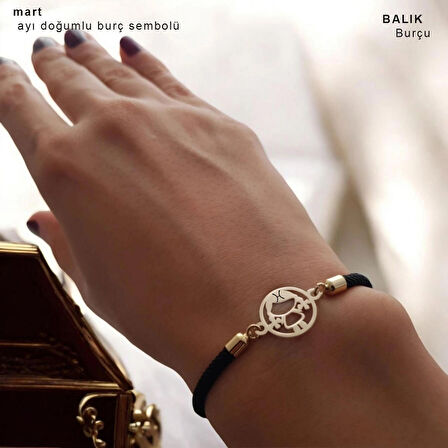 Baharın Taze Havasını Taşıyan 14 Ayar Altın Plakalı Siyah Örgülü Mart Bilekliği