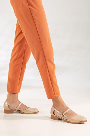 mary kısa topuklu rugan ayakkabı Ten