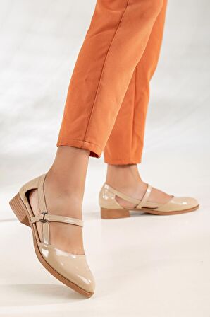 mary kısa topuklu rugan ayakkabı Ten