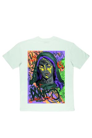 Lenithra Mary Sırt Baskılı Unisex Oversize T-shirt Beyaz / L