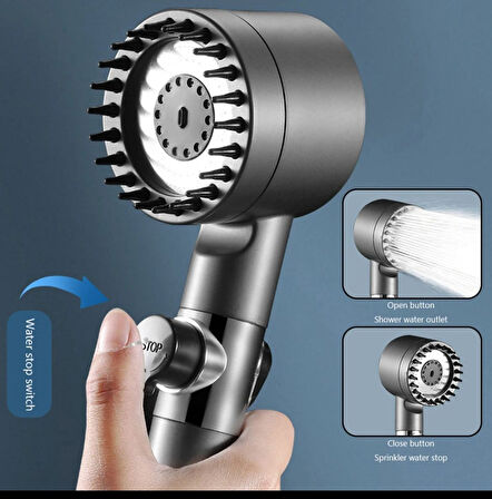 Moonshop Yeni Nesil Çok Fonksiyonlu Ayarlanabilir Arıtmalı Krom Kaplı Duş Başlığı El Duşu