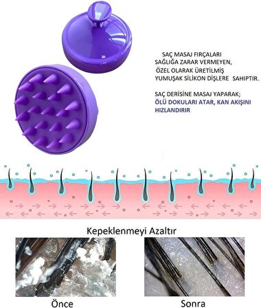 Yumuşak Silikon Dişli Tarak Saç Derisi Masaj Duş Fırçası Saç Bakımı lila renk