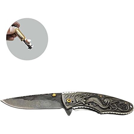 Columbia Serisi EXT-2010-A 21 cm Denizkızı Desenli Bıçak Jobon Kibritli