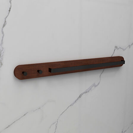 Masif Detaylı Metal Havluluk – Minimalist Duvar Askısı | Ceviz Masif