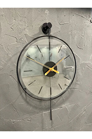 3'lü Siyah Massive Orta Boy (37X55CM) , Modern Dekoratif Metal Duvar Saati