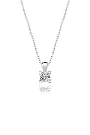Swarovski Taşlı Tırnaklı Minik Tektaş 925 Gümüş Kolye