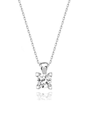 Swarovski Taşlı Tırnaklı Tektaş 925 Gümüş Kolye