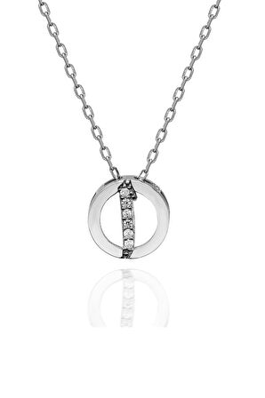 Sertifikalı Swarovski Taşlı Minik Elif Harf 925 Gümüş Kolye