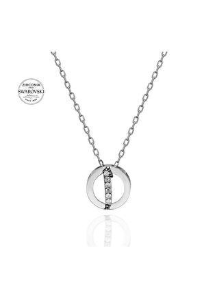 Sertifikalı Swarovski Taşlı Minik Elif Harf 925 Gümüş Kolye