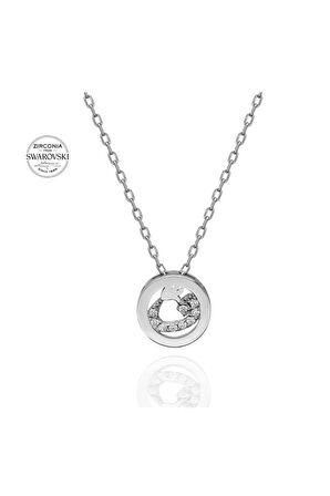 Sertifikalı Swarovski Taşlı Minik Vav Harf 925 Gümüş Kolye