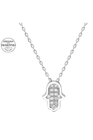Sertifikalı Swarovski Taşlı Minik El 925 Gümüş Kolye