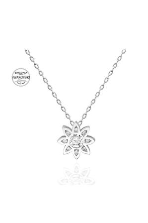 Sertifikalı Swarovski Taş Yaşam Çiçeği 925 Gümüş Kolye