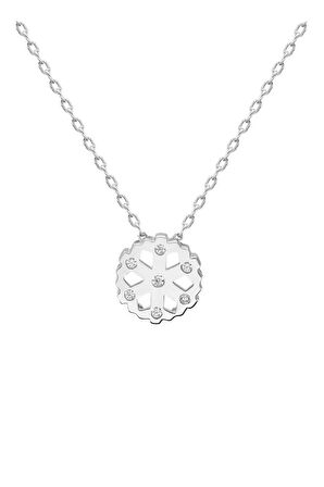 Sertifikalı Swarovski Taşlı Kartanesi 925 Gümüş Kolye