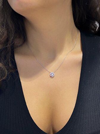 Sertifikalı Swarovski Taşlı Kartanesi 925 Gümüş Kolye