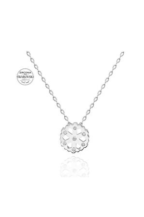 Sertifikalı Swarovski Taşlı Kartanesi 925 Gümüş Kolye
