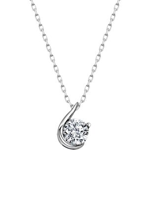 Sertifikalı Swarovski Taşlı Tek Taş 925 Gümüş Kolye