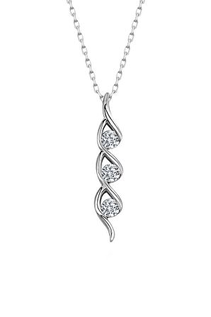Sertifikalı Swarovski Taşlı Tria Suyolu 925 Gümüş Kolye
