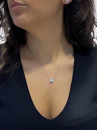 Sertifikalı Swarovski 3.00 Carat Tektaş 925 Gümüş Kolye