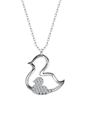 Sertifikalı Swarovski Taşlı Civciv Annelik 925 Gümüş Kolye