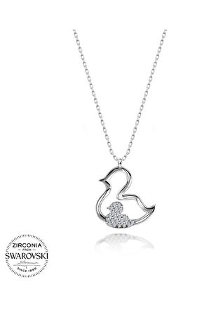 Sertifikalı Swarovski Taşlı Civciv Annelik 925 Gümüş Kolye