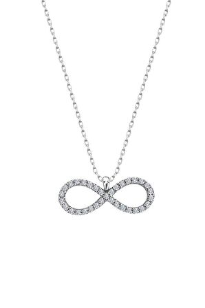 Sertifikalı Swarovski Taşlı Sonsuzluk 925 Gümüş Kolye