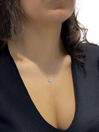 Sertifikalı Swarovski Taşlı Dua Meleği 925 Gümüş Kolye