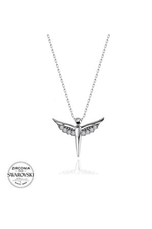 Sertifikalı Swarovski Taşlı Dua Meleği 925 Gümüş Kolye