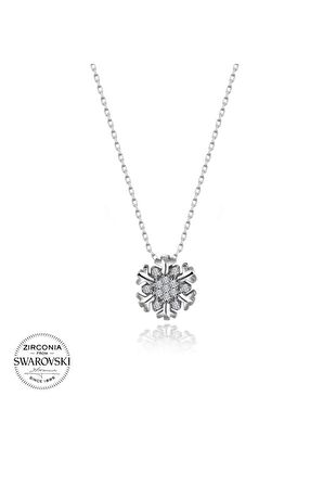 Swarovski Taşlı Sertifikalı Minik Kartanesi 925 Gümüş Kolye