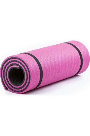 Çift Taraflı Yoga Minderi Ve Spor Matı 16 mm Pembe-Siyah