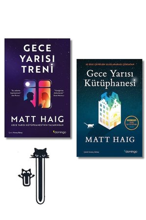 Gece Yarısı Treni + Gece Yarısı Kütüphanesi + Matt Haig 2 Kitap Set + 2 Adet ABA Kitap Kedi Kitap Ayracı