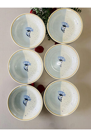 Mavi Gelincik 6 Adet Yemek Tabağı