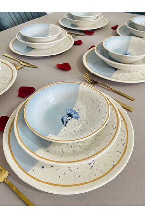 Mavi gelincik 6 Kişilik 18 Parça Yemek Takımı