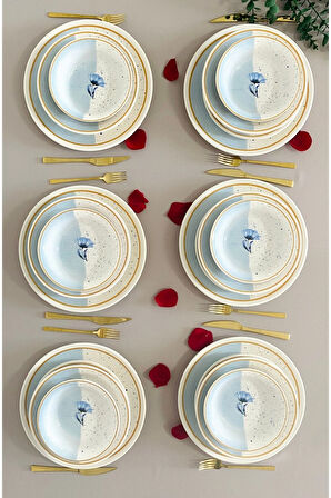 Mavi Gelincik 6 Kişilik 24 Parça Yemek Takımı