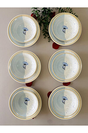 Mavi Gelincik 6 Kişilik 12 Parça Yemek takımı