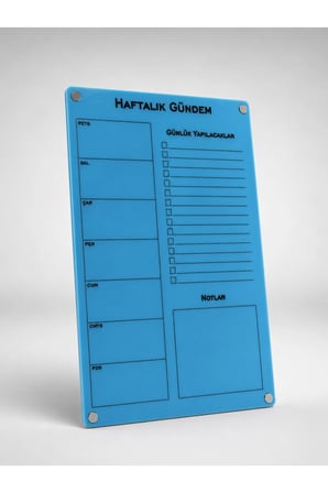 Haftalık Planlayıcı Silinebilir Buzdolabı Not Panosu - 2 Adet Kalemli (Sürpriz Hediyeli)