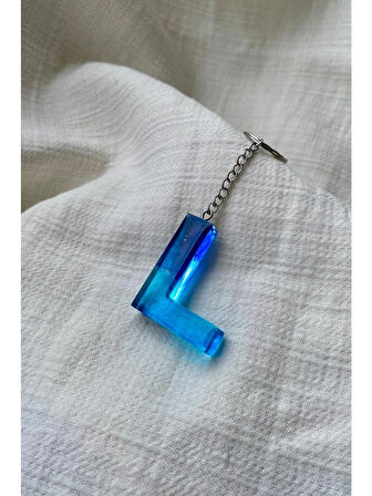 Epoksi Mavi L Harf Anahtarlık