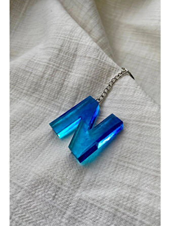 Epoksi Mavi N Harf Anahtarlık