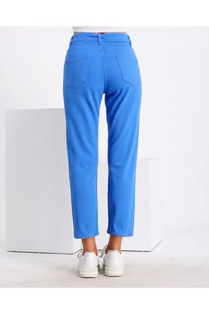 Kadın Yüksek Bel Power Likralı Mom Jean Mavi / 36
