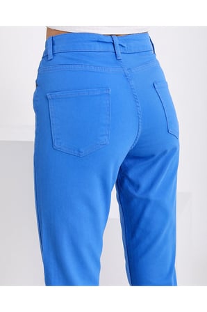 Kadın Yüksek Bel Power Likralı Mom Jean Mavi / 36