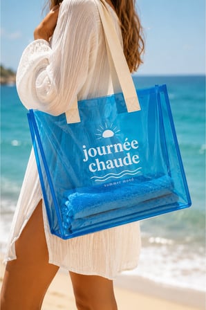 Su Geçirmez Şeffaf Plaj Çantası Büyük Boy Kadın Deniz Havuz Omuz Çantası PVC Şeffaf Çanta Beach Bag