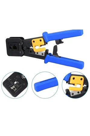 MAVİ UZUN PENSE & CAT5/CAT6/CAT7 RJ45 Uyumlu, Çelik Gövdeli Profesyonel Kablo Sıkma, Soyma ve Kesme Pensesi - Ergonomik Kaymaz Saplı Güçlü Ağ Bağlantı Se