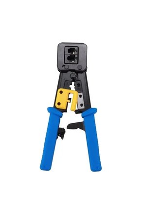 MAVİ UZUN PENSE & CAT5/CAT6/CAT7 RJ45 Uyumlu, Çelik Gövdeli Profesyonel Kablo Sıkma, Soyma ve Kesme Pensesi - Ergonomik Kaymaz Saplı Güçlü Ağ Bağlantı Se